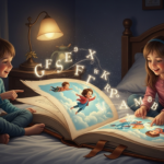 A magic book teaches kids how to fly and read with glowing pages.