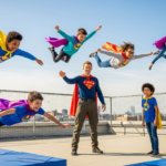 Kids in superhero school take flying lessons during recess.